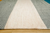 Detail of striped wool rug edge finishing