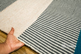 Multicolour rug texture close-up under natural light