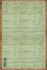 Cashew Loop — Green wool rug shown flat and in full on a plain white ground