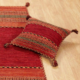 Red kilim rug edge and border detail
