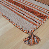 Beige cotton kilim rug corner detail