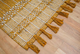 Close-up of yellow petyarn weave texture