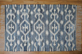 Denim blue abstract rug full room lifestyle view