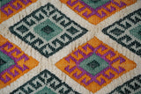 Green rug edge and fringe close-up detail