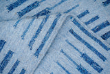 Blue abstract kilim wool rug flat lay