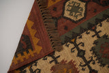 Wool jute kilim runner texture close-up