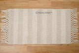 Ivory wool rug corner and edge detail
