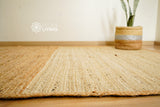 Close-up of braided jute rug weave detail