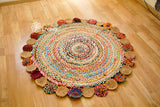Chindi rug styled near an entryway with shoes