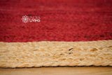 Red jute rug in a boho living room
