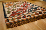 Southwestern Aztec kilim rug corner detail