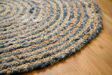 Close-up of braided denim and jute weave detail