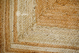 Jute hemp rug styled with rustic furniture