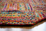 Chindi rag rug edge detail showing braid pattern