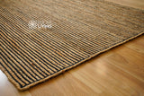 Black and natural jute rug corner detail