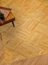 Natural jute bohemian rug flat lay