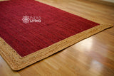 Red jute rug styled in an entryway