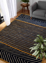 Blue jute braided area rug flat lay full view