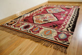 Red kilim rug pattern detail