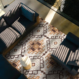 Brown beige wool rug texture close-up