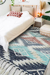 Colourful kilim shag rug styled in a kids room