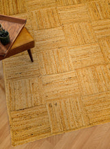 Jute area rug in a living room setting