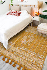 Yellow petyarn rug full size overhead view