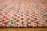 Abstract wool rug styled in a living room setting