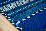 Blue kilim runner colour detail close-up