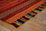 Red striped kilim rug colour detail
