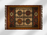 Wool jute kilim runner weave close-up