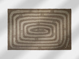 Abstract kilim rug styled in a cabin living room