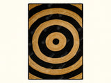 Black rings natural jute rug, flat lay view