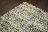 Handwoven multi colour wool rug texture close-up
