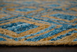 Blue braided jute rug runner styled in hallway