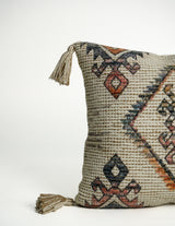 Full view of ivory cushion set on couch