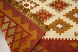 Southwestern pattern detail on PET yarn kilim rug