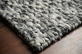 Grey mixture loop chunky wool rug full view