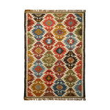 Detail of kilim rug edge and fringe finishing