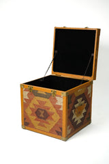 Kilim trunk box styled in a bedroom setting