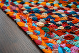 Close-up of chindi rag rug fabric texture