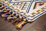 Moroccan kilim rug fringe detail close-up