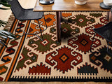Southwestern Aztec kilim rug flat view showing full pattern