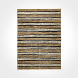 Natural white striped jute cotton rug flat lay full view