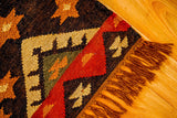 Southwestern kilim rug corner detail with pattern edging