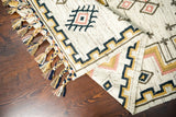 Ivory kilim rug in an indoor outdoor setting