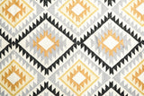 Overhead view of tribal Aztec wool rug