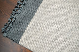 Overhead view of Scandinavian grey wool rug