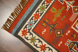 Red tribal aztec kilim rug alternate angle