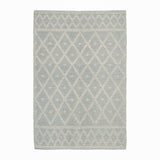 Grey wool rug in a bedroom setting